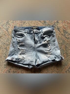Indigo Rein Light Blue Distressed Denim Jean Shorts size 11